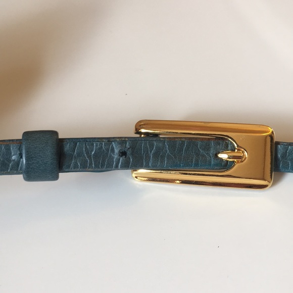 Anthropologie Teal belt with gold buckles - Picture 4 of 5
